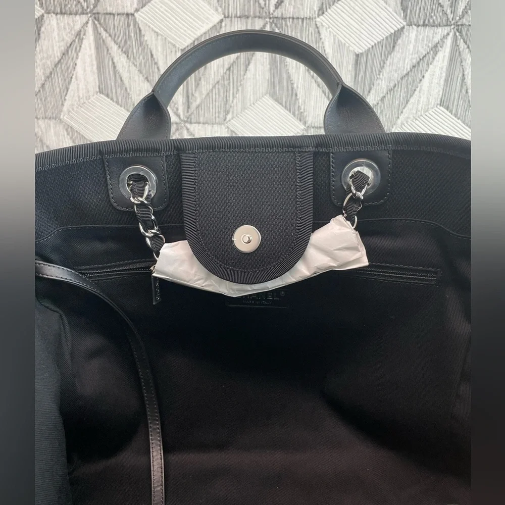 CHANEL Black Canvas Pearl Large Deauville Tote - Picture 4 of 10
